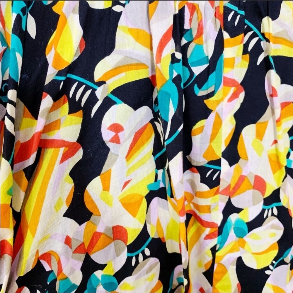 French Connection Yellow Black Floral Dress Cotton Y2K Bold Summer Print - Picture 5 of 8
